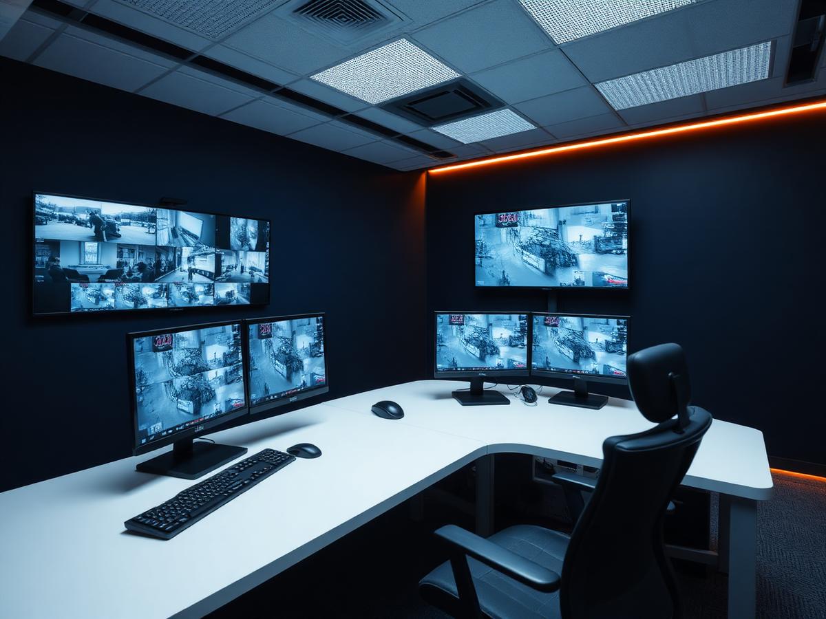 Professional monitoring workstation with live camera feeds