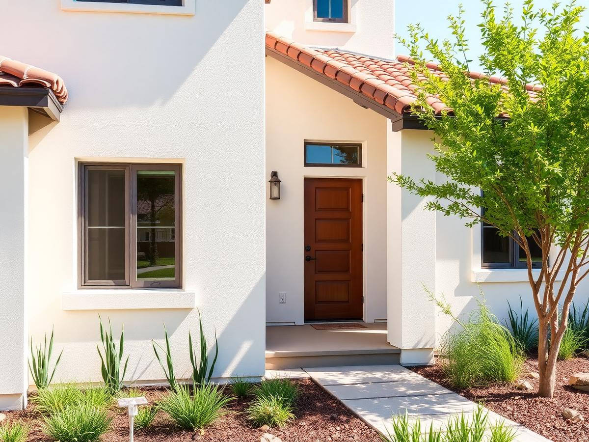 Modern California home entrance with discreet security coverage